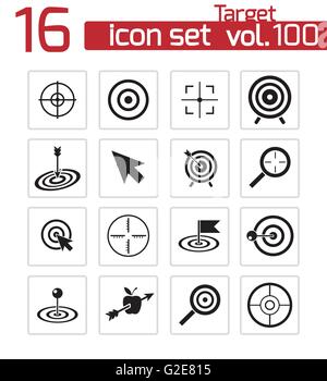 Vector icons set cible noire sur fond blanc Illustration de Vecteur