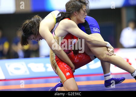 Nd Gymnase de Yoyogi, Tokyo, Japon. 27 mai, 2016. Hikari Sugawara, le 27 mai 2016 - Lutte : Tasse de Meiji au Japon Tous les championnats sur invitation 2016 Woen's Free style -55kg au Final 2ème Gymnase Yoyogi, Tokyo, Japon. © AFLO SPORT/Alamy Live News Banque D'Images