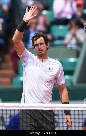 Stade Roland Garros, Paris, France. 27 mai, 2016. Roland Garros Tennis jour Six. Andy Murray (GB) © Action Plus Sports/Alamy Live News Banque D'Images