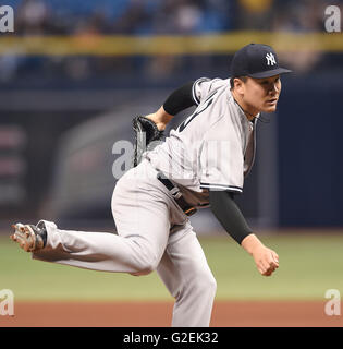 Saint Petersburg, Florida, USA. 27 mai, 2016. Masahiro Tanaka (Yankees) MLB : Masahiro Tanaka de l'emplacements des Yankees de New York en ligue majeure de baseball pendant les match contre les Rays de Tampa Bay au Tropicana Field de St. Petersburg, Florida, United States . © AFLO/Alamy Live News Banque D'Images