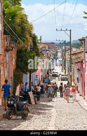 Street view vertical de Trinidad, Cuba. Banque D'Images