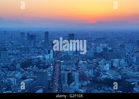 La ville vue du coucher de soleil de Tokyo, Japon Banque D'Images