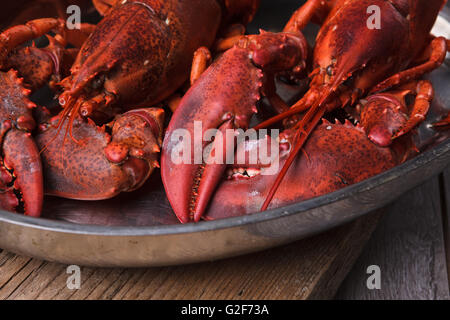 Les homards fraîchement préparé servi entier pour le dîner Banque D'Images