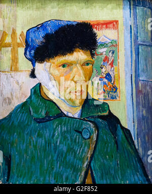 Vincent van Gogh, autoportrait avec oreille bandée, huile sur toile, 1889. Banque D'Images