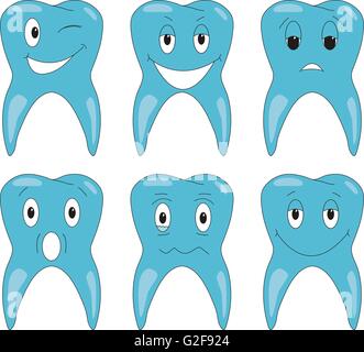 Six dents vecteur des émotions sur un fond blanc Illustration de Vecteur