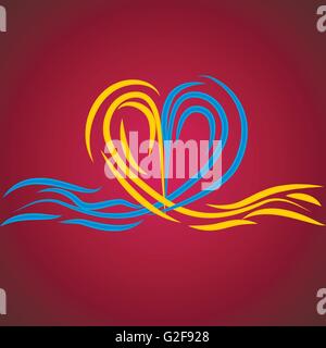 Coeur de l'eau sur un fond rouge Illustration de Vecteur