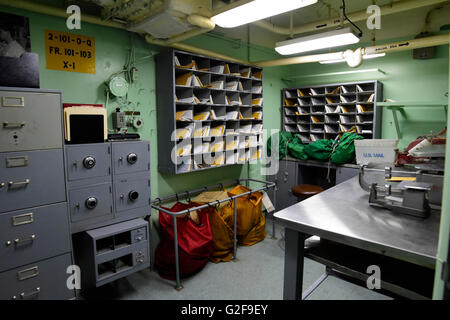 Salle du courrier à bord de l'USS Missouri. Banque D'Images