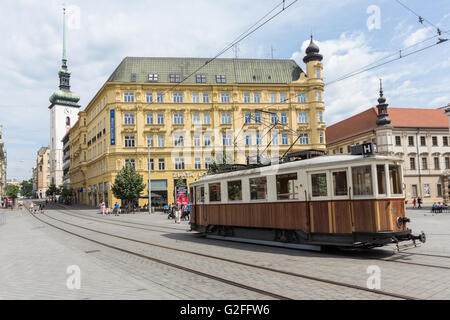 Ancienne gare de tramway sur la place de la liberté, le centre de Brno en République tchèque. Banque D'Images