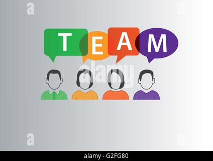 Concept de l'équipe en tant que vecteur illustration de groupe de main-d'œuvre diversifiée de communiquer les uns avec les autres Illustration de Vecteur
