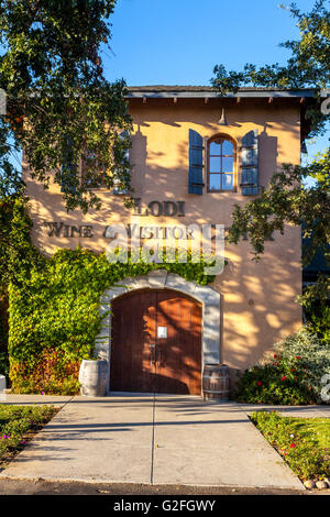 Entrée du centre de visiteurs et vin Lodi Lodi en Californie Banque D'Images