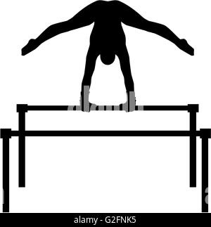 Barres asymétriques avec gymnast Banque D'Images