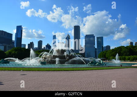 Chicago's fontaine de Buckingham dans Grant Park. Banque D'Images