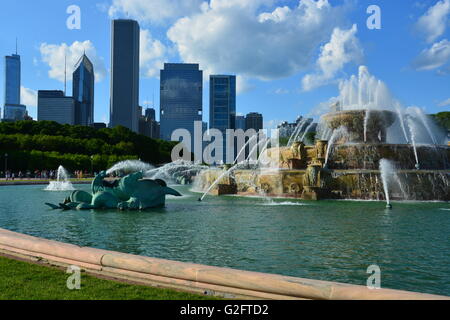 Chicago's fontaine de Buckingham dans Grant Park. Banque D'Images