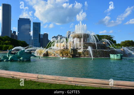 Chicago's fontaine de Buckingham dans Grant Park. Banque D'Images