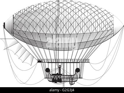 Dirigeable rétro fantastique Illustration de Vecteur