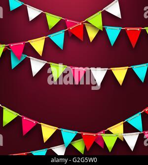 Partie arrière-plan avec des drapeaux colorés Bunting pour les vacances Illustration de Vecteur