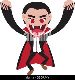 Dracula avec cape en télévision, style cartoon vector Illustration de Vecteur