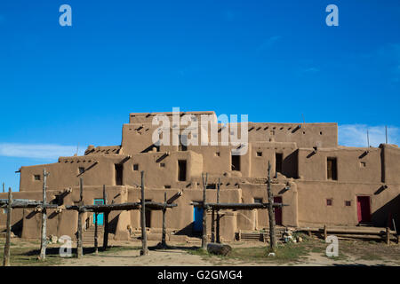 Taos Pueblo, UNESCO World Heritage Site, Pueblo Dates pour 1000, New Mexico, USA Banque D'Images