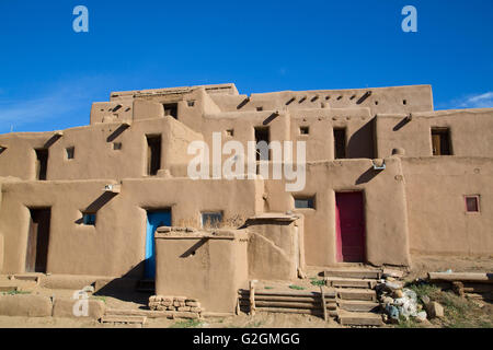 Taos Pueblo, UNESCO World Heritage Site, Pueblo Dates pour 1000, New Mexico, USA Banque D'Images