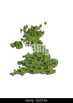 3D render of UK map cut isolated on white with clipping path Banque D'Images