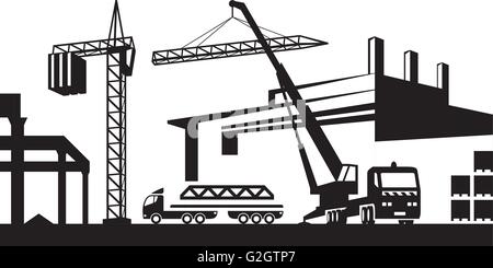 L'installation de grue sur le chantier de construction - vector illustration Illustration de Vecteur