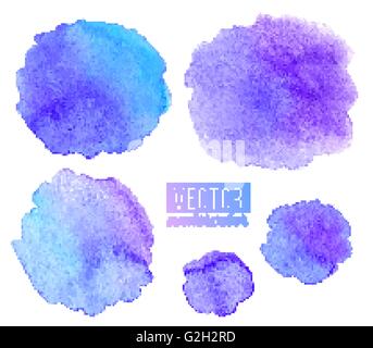 Les taches d'aquarelle bleu fond vector set Illustration de Vecteur