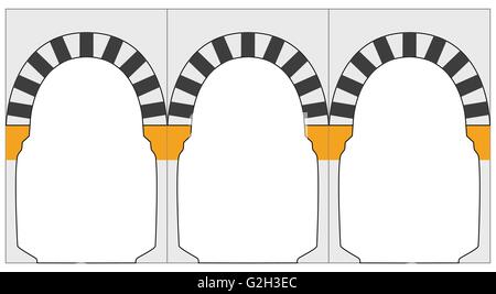 Medina arc. Ornement noir et blanc est de l'arc de style. Illustration graphique d'arc. Arcs d'Al haram mosquée de Médine, en Arabie Saoudite. Vecteur. Illustration isolé Illustration de Vecteur