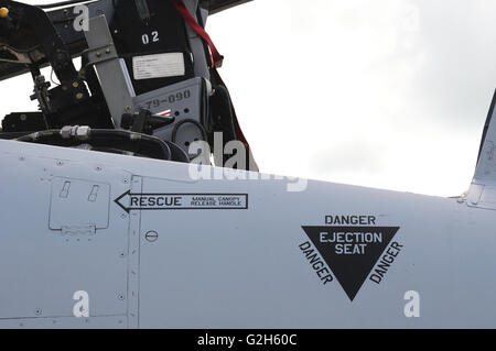 Dans un siège d'éjection A-10 Warthog fighter jet de l'USA Air Force Banque D'Images