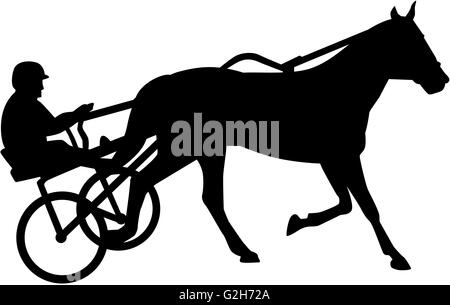 Harness Racing silhouette Banque D'Images