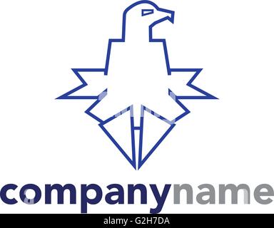 Abstract vector modèle de conception de logo. Aigle volant oiseau avec propagation des ailes. Insigne de l'armée, l'aviation Illustration de Vecteur