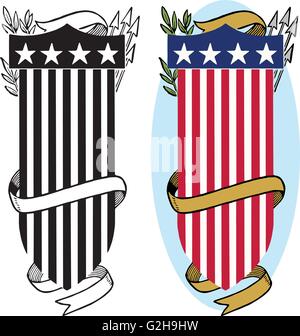 Drapeau américain icône de bouclier Illustration de Vecteur