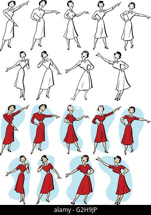 Un groupe de femmes pointant dans des directions différentes Illustration de Vecteur