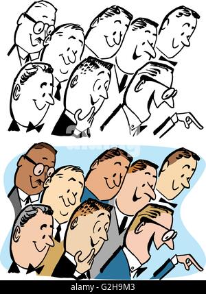 À la foule d'hommes et de pointage Illustration de Vecteur