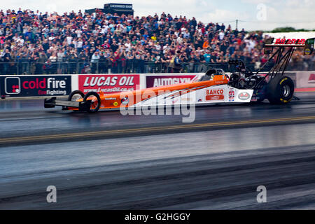Northants, England. 29 mai, 2016. Santa Pod Raceway, FIA Main Event 29 mai 2016 Round 1 de la FIM/FIA European Championships, faites glisser les voitures en compétition durant les rondes elimation à Santa Pod Raceway Crédit : Jason Richardson / Alamy Live News Banque D'Images