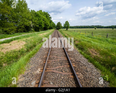 Des voies de chemin de fer de l'OHE, Osthannoversche Eisenbahnen réseau ferroviaire, Lachtehausen, Celle, Basse-Saxe, Allemagne, Europe Banque D'Images