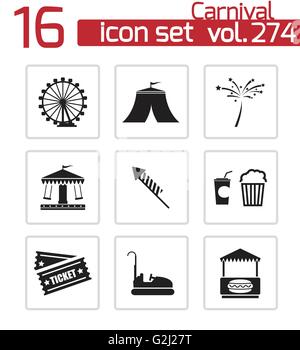 Carnaval noir Vector icons set Illustration de Vecteur