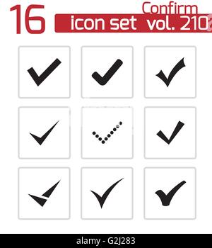 Vector black confirmer icons set Illustration de Vecteur