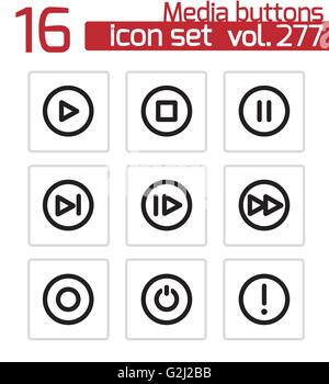 Vector black boutons multimédias icons set Illustration de Vecteur
