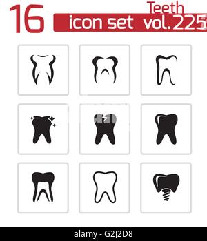 Dents noir Vector icons set Illustration de Vecteur