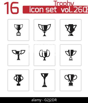 Trophée noir Vector icons set Illustration de Vecteur