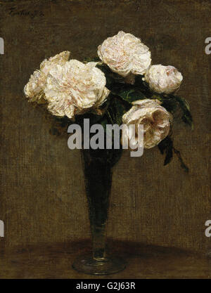 Henri Fantin-Latour - Roses dans un vase - Musée des beaux-Arts, Boston Banque D'Images