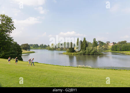 Le Palais de Blenheim et c'est un parc paysager, Woodstock, Oxfordshire, England, UK Banque D'Images