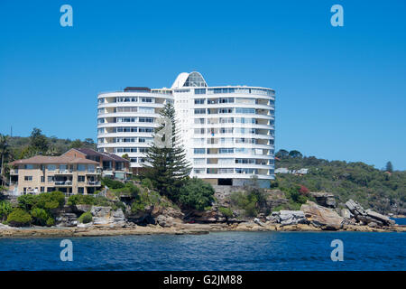 Bloc d'appartement avec une vue superbe port de Sydney Manly NSW Australie Banque D'Images
