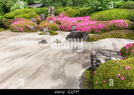 Meigetsuin Jardin Zen, aussi connu comme Ajisaidera ou temple d'hortensias Banque D'Images