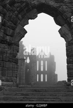 L'Abbaye de Whitby - Une étude en noir et blanc Banque D'Images