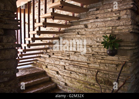 Chemin d'entrée et l'escalier à Fallingwater Banque D'Images