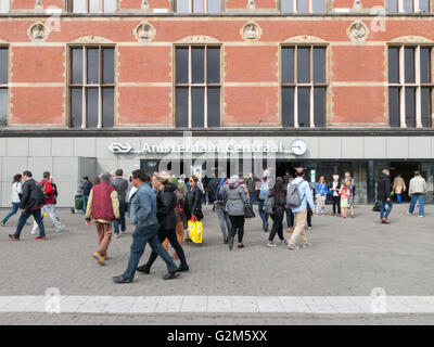 Entrée de la Gare Centrale d'Amsterdam, Banque D'Images