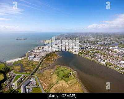 Vue aérienne, Lough Atalia. Harbour Galway, Galway Business Enterprise Park, les Docks, Galway, Galway, le comté de Clare, Galway, Banque D'Images