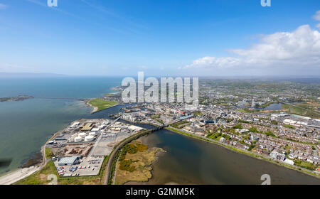 Vue aérienne, Lough Atalia. Harbour Galway, Galway Business Enterprise Park, les Docks, Galway, Galway, le comté de Clare, Galway, Banque D'Images