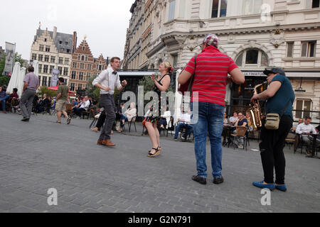 Des musiciens de rue à Anvers, Belgique Banque D'Images